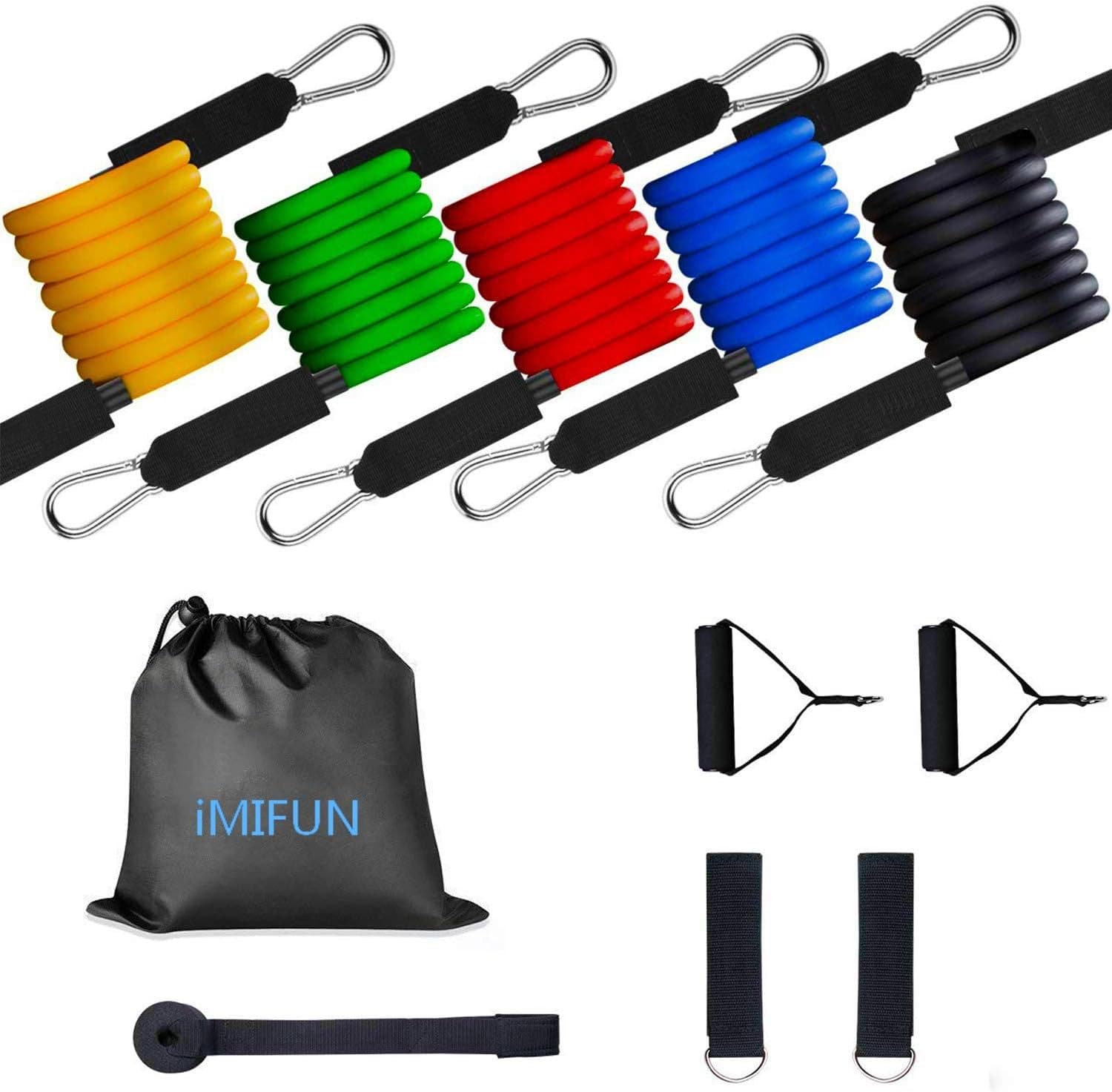 IMIFUN Exercise Resistance Bands Set Stackable up to 100 lbs Workout Resistance Tubes for Outdoor and Intdoor Sports Weight Lifting Yoga Pilates Abs Exercise Stretch Fitness Home Gym (S-03L)