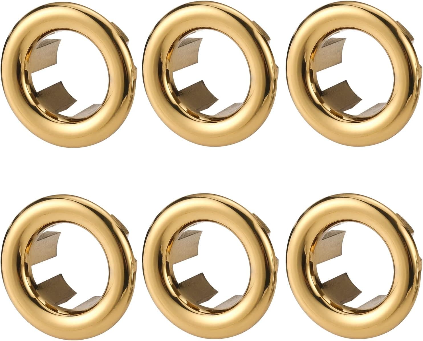 ARCORA 6 Pack Sink Overflow Ring Gold Bathroom Kitchen Sink Basin Trim Overflow Cover Hole Insert Cap