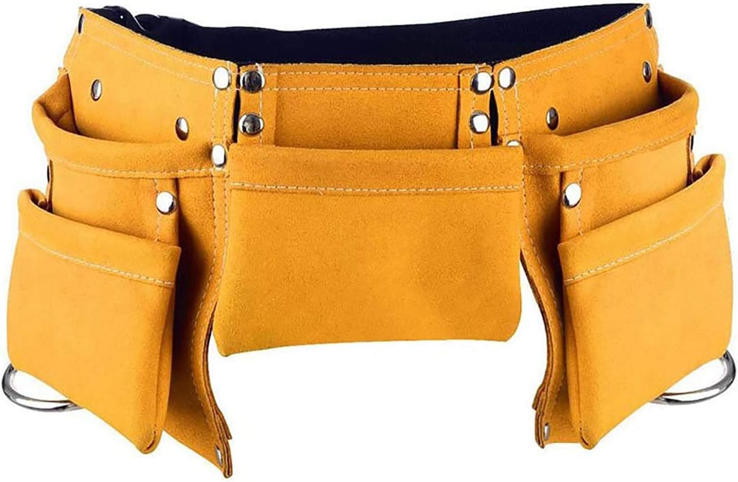 Messar Children's Leather Tool Belt, Kids Leather Working Tool Belt Child's Tool Apron Pouch Bag for Youth Costumes Dress Up Construction Role Play (Yellow)