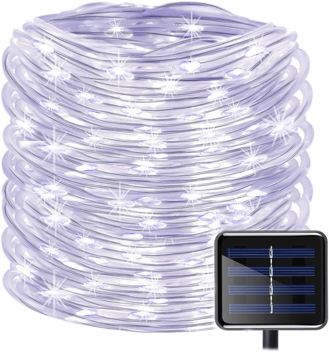 EONLYX Solar Rope Lights, 200 LEDs 72ft/22M Outdoor Rope String Lights Waterproof Copper Wire Tube Garden Lights,Outdoor Rope Lights for Garden Wedding Party Decorative (Cold White)