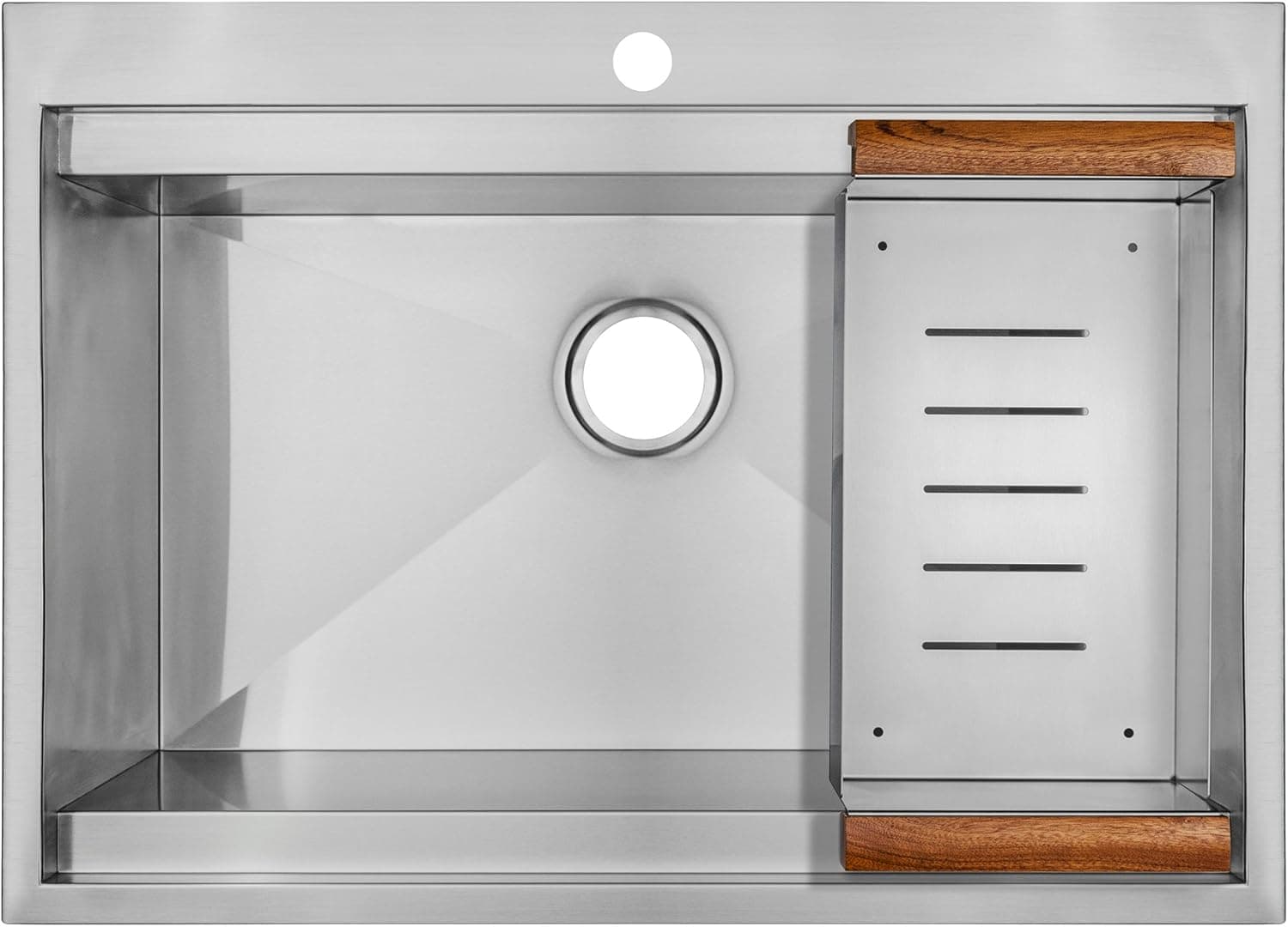 Perfetto Kitchen and Bath 30" x 22" x 9" Top Mount Single Bowl Handmade 18 Gauge Stainless Steel Kitchen Sink Combo
