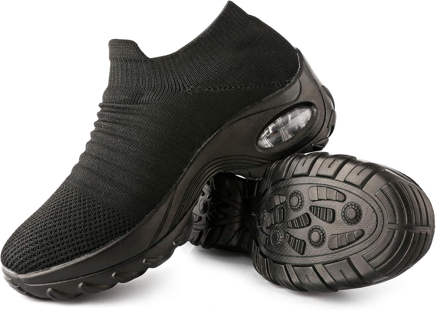 Slocyclub Women's Walking Shoes Sock Sneakers - Slip On Breathe Mesh Walking Shoes Platform Loafers Black