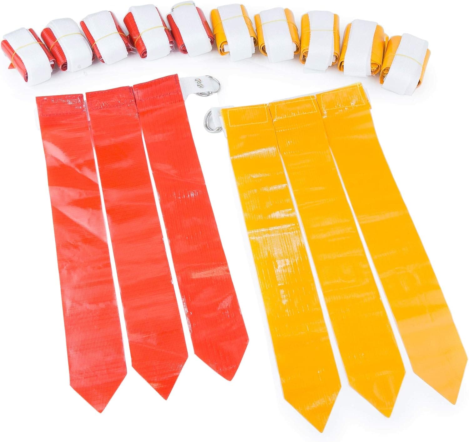 WYZworks 12 Player Adjustable Flag Football Set, 3 Flags per Belt, Hook/Loop Fastener, Double D-Ring Closure, 36 Flags total