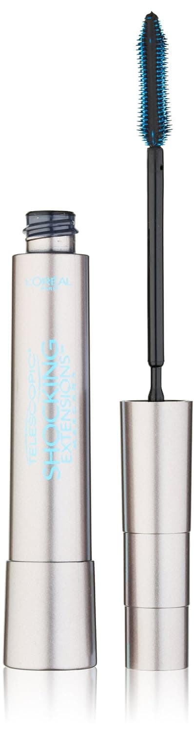 L'Oreal Telescopic Shocking Extensions Waterproof Mascara, Blackest Black, 0.24 Fluid Ounce