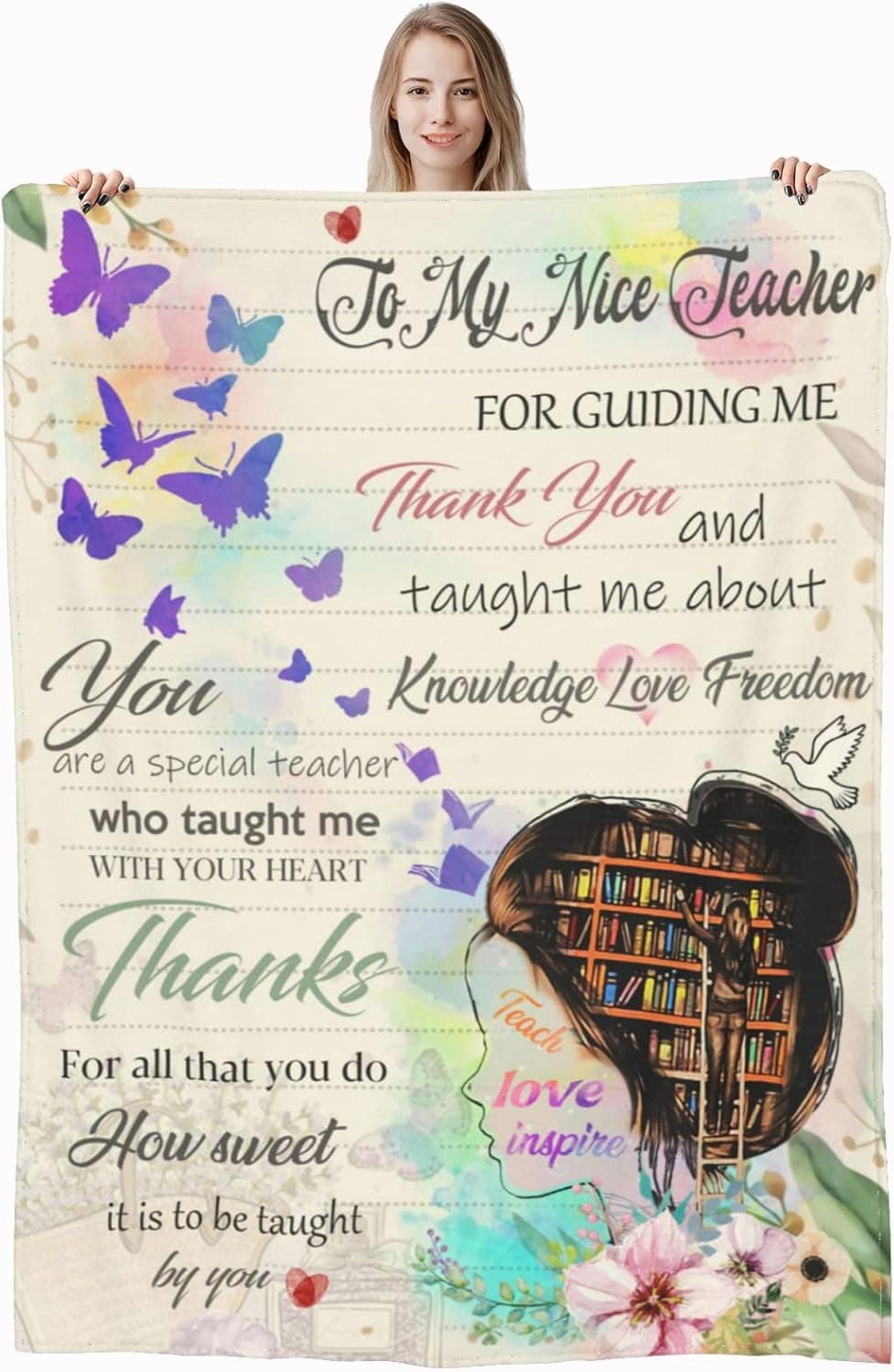 Teacher Blanket Gifts for Women - Lightweight Soft Blankets for Teacher Appreciation Teacher's Day Birthday Back to School Graduation Gift Ideas 60"X50"