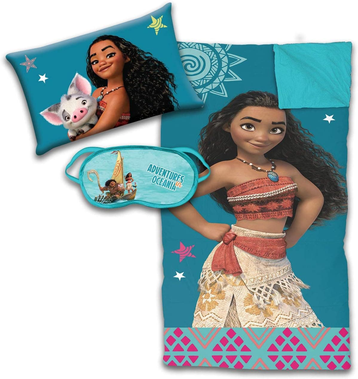 Jay Franco Disney Moana 3 Piece Sleepover Set, Teal
