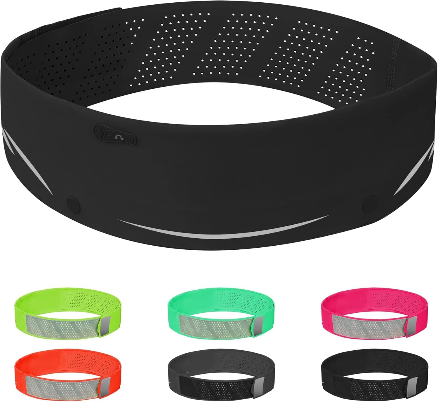 Running Belt, Fanny Pack with Straight hook Velcro, Belt Bag for Women & Men, Workout Waist Pouch for Keys Cards, Adjustable Length Flip Belt for Hiking Cycling, Cell Phone Holder for Walking (Black)
