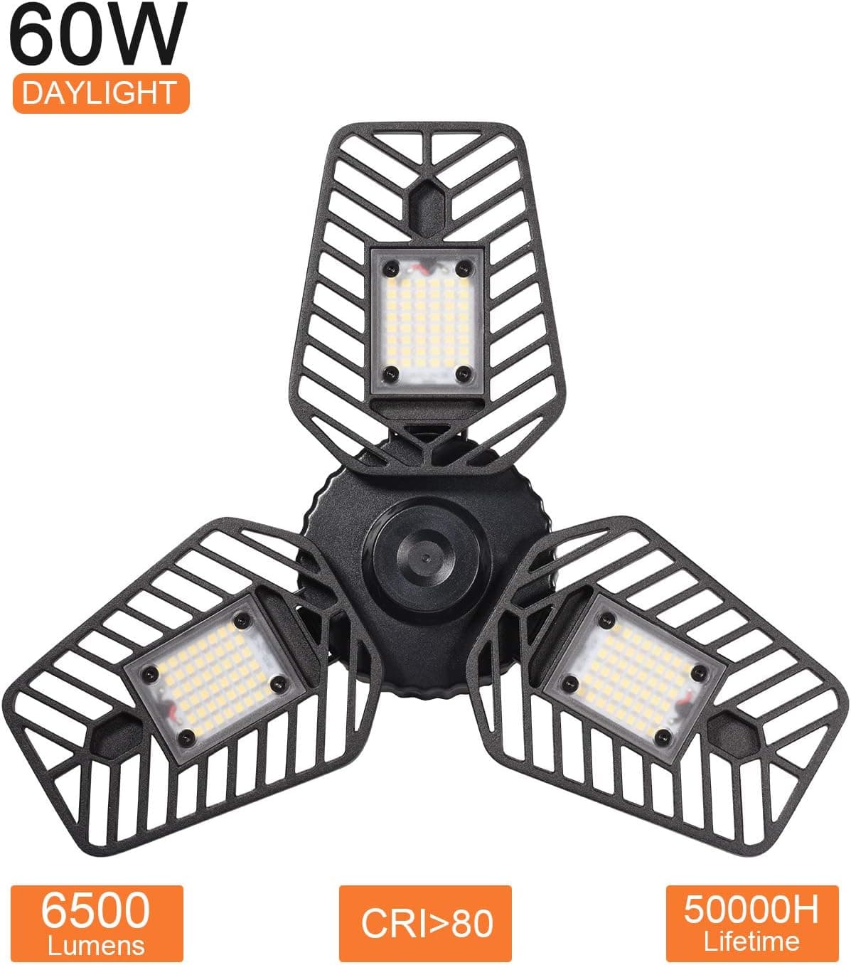 LED Garage Light, 6500Lumens Tribright LED Adjustable Light,60W Triple Glow LED Garage Light,CRI 80, 5000k Nature Light,Fixtures Ceiling LED with Deformable Panels