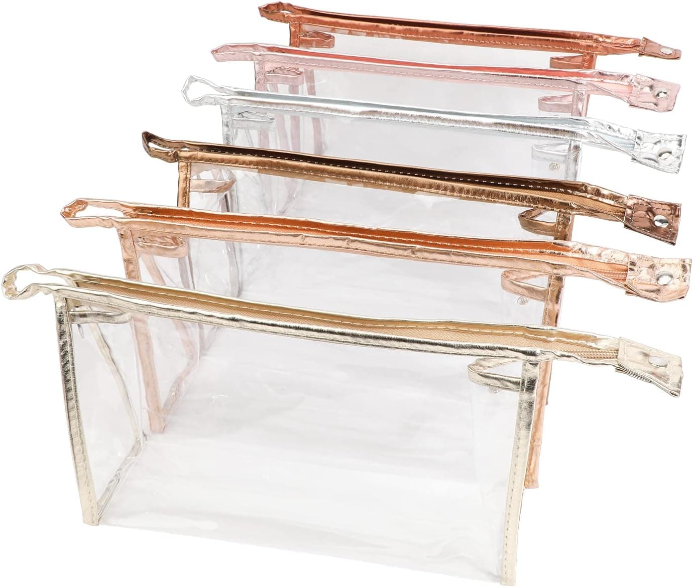 Clear Toiletry Bag, 6 Pack Cosmetic Travel Bag Makeup Organizer Waterproof Pouch with Zipper PVC Beach Bag for Women Men and Kids