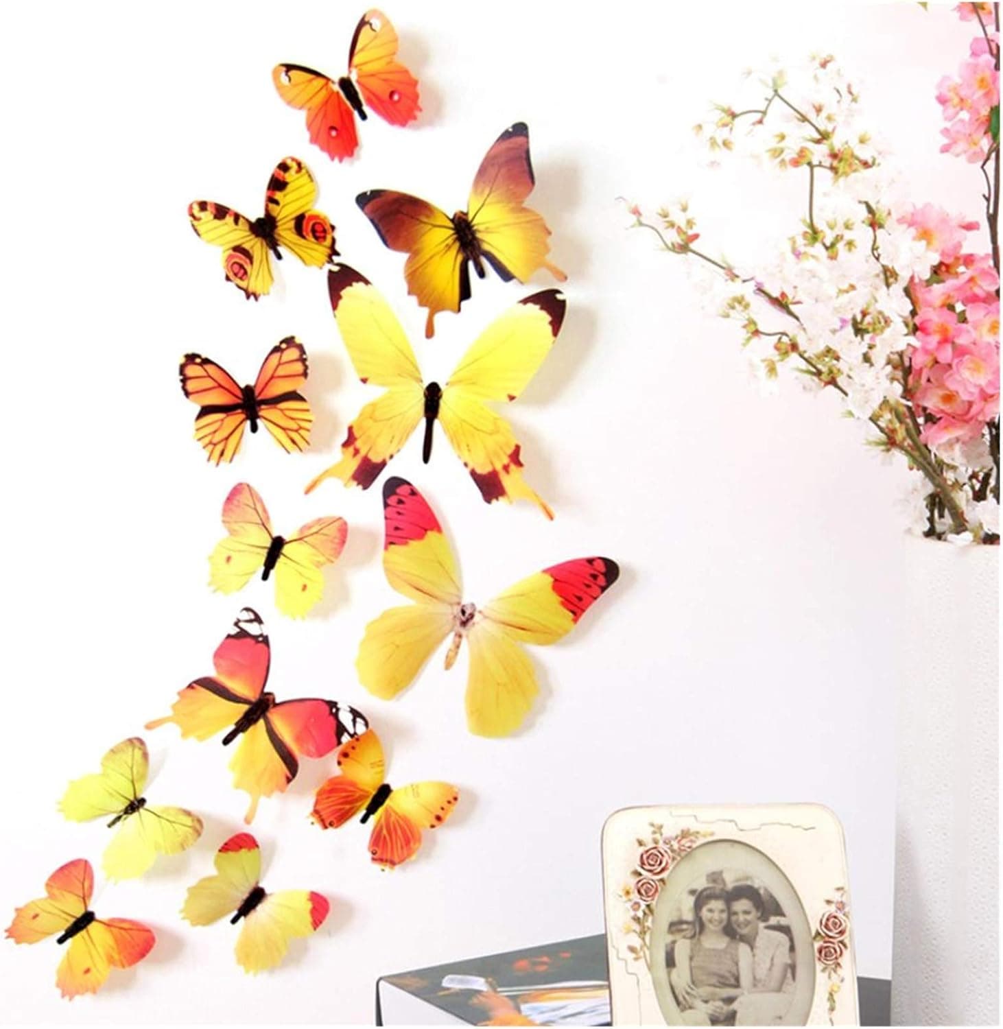 Cnebo 3D Butterfly Wall Stickers, 12PCS Butterflies Decor for Wall Removable Mural Decals Home Decoration Kids Room Bedroom Decor