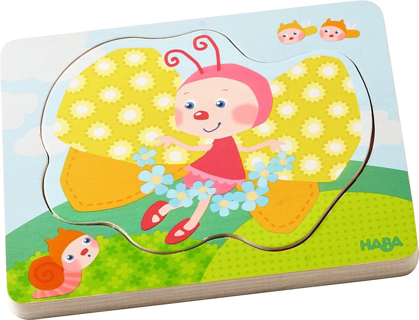 HABA Butterfly Magic 4 Piece Layered Wooden Puzzle for Ages 12 Months and Up