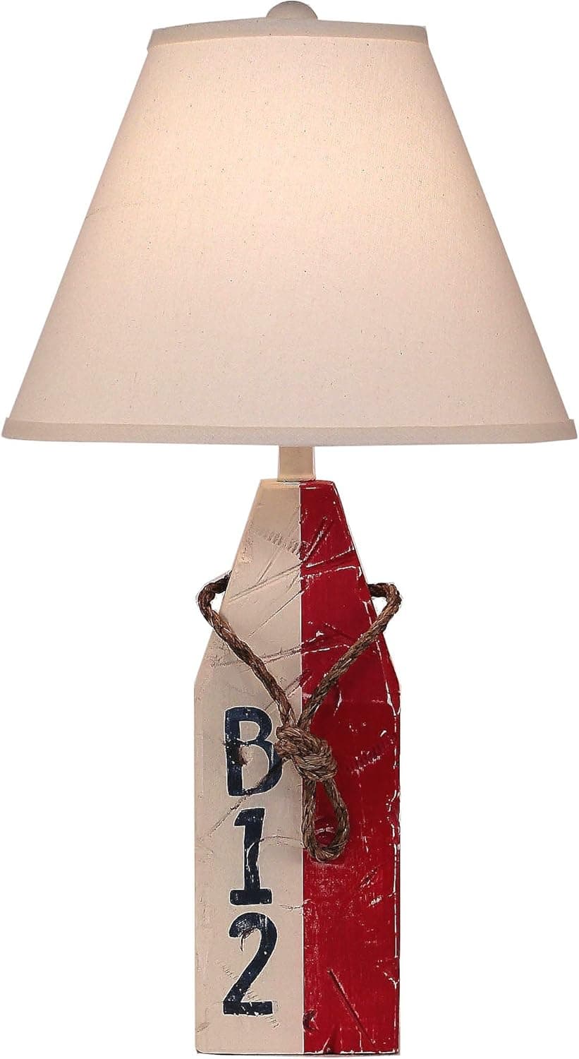 Coast Lamp Cottage/Primary Square Buoy Table Lamp with Rope Accent