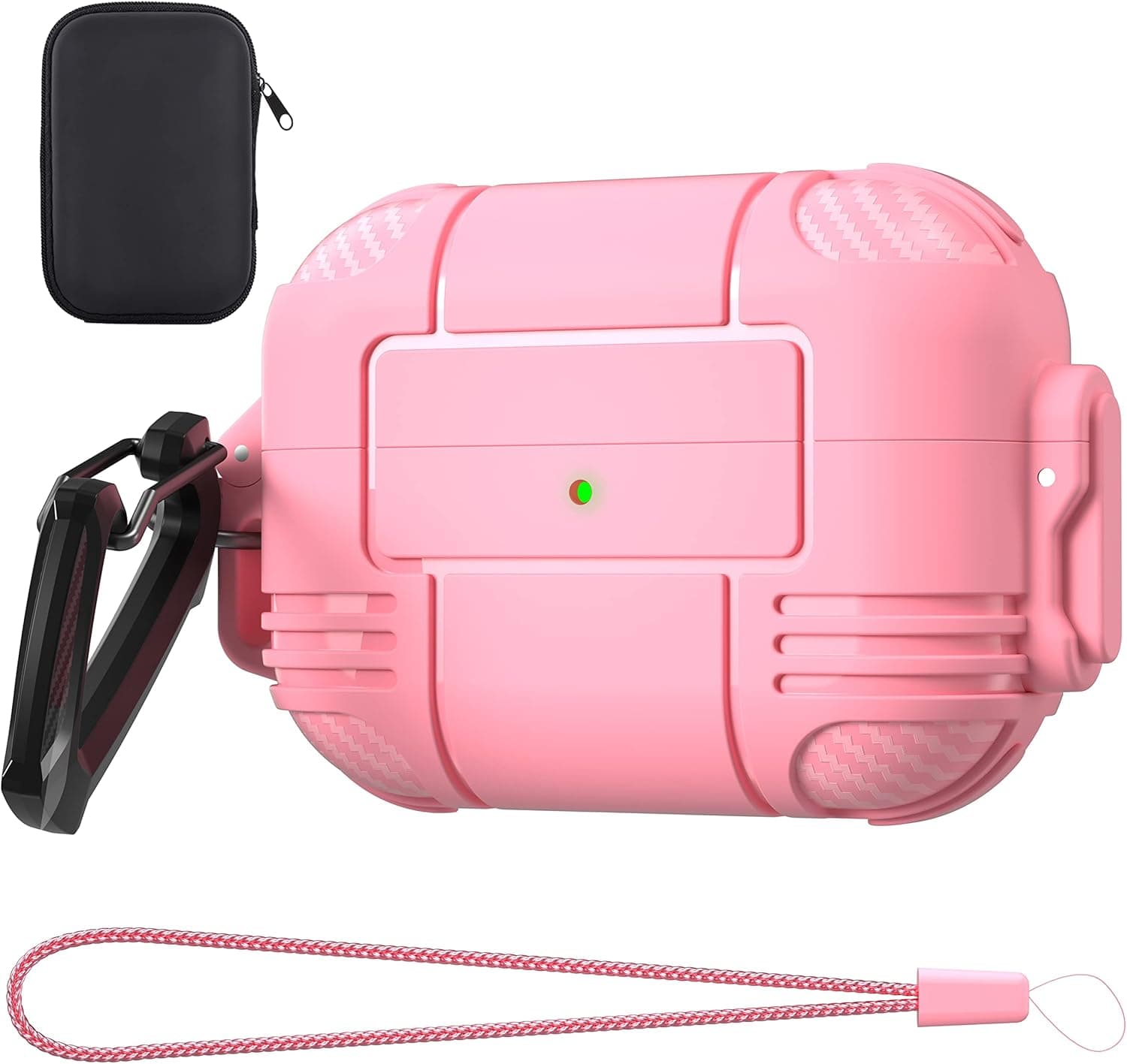 Maxjoy for AirPods Pro 2nd Generation Case Cover, Airpods Pro 2 Protective Case with Lock Pro2 Hard Rugged Shockproof Cover with Keychain Compatible with Apple Airpods Pro 2 2022/ Pro 2019, Pink