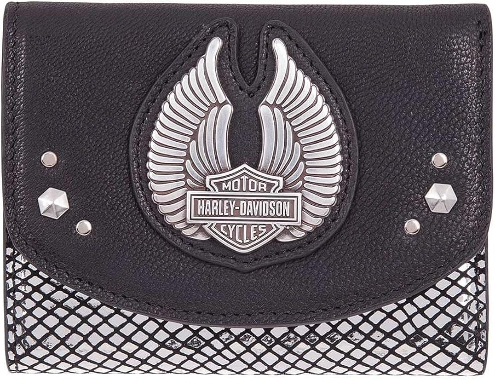 Harley-Davidson Women's Wing Disco Genuine Leather RFID Wallet HDWWA11347-BLK