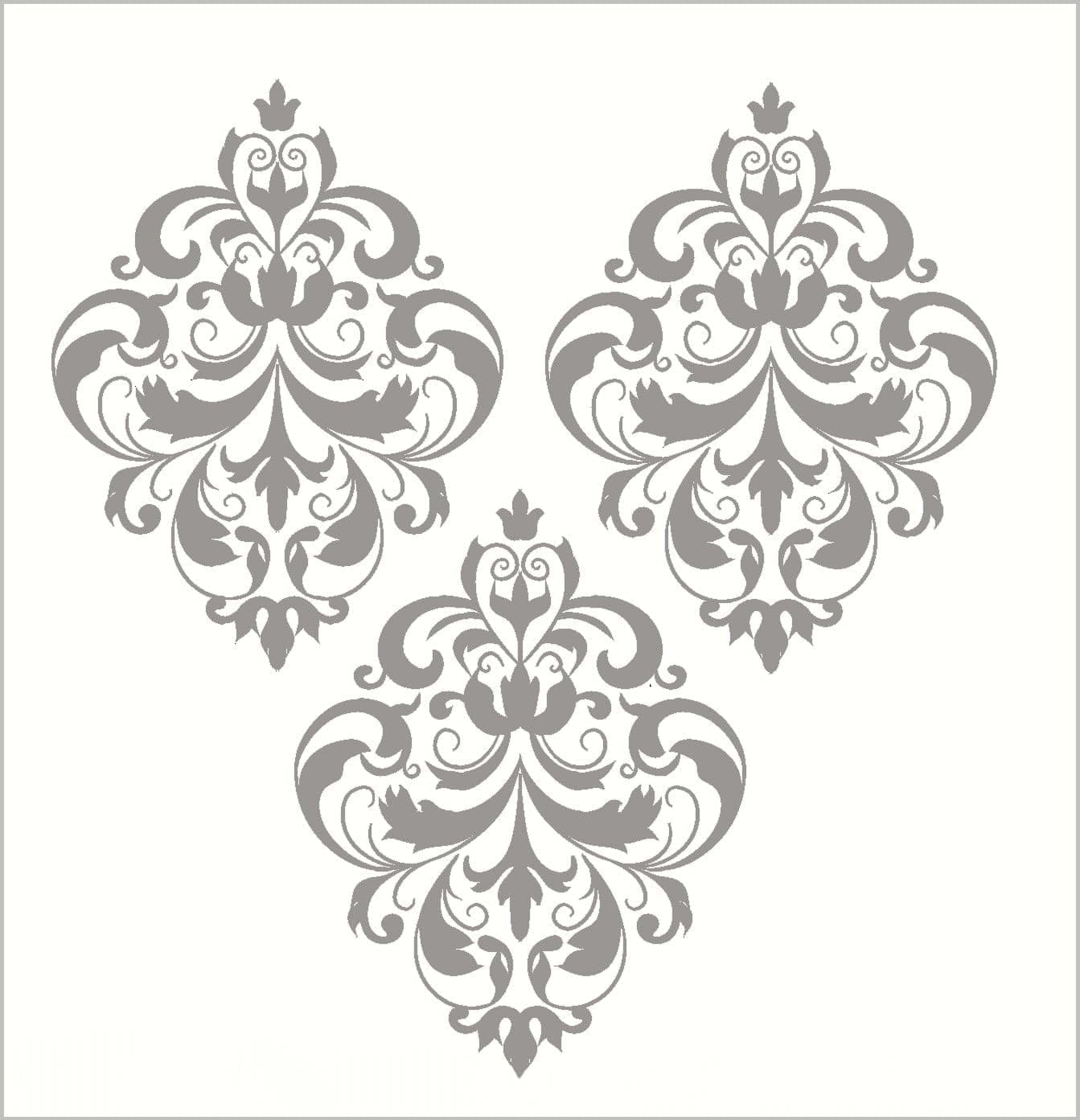 Wall Decor Plus More Vintage Florals Wall Sticker for Elegant Live Room Decor Vinyl Decal 3 Piece - Silver