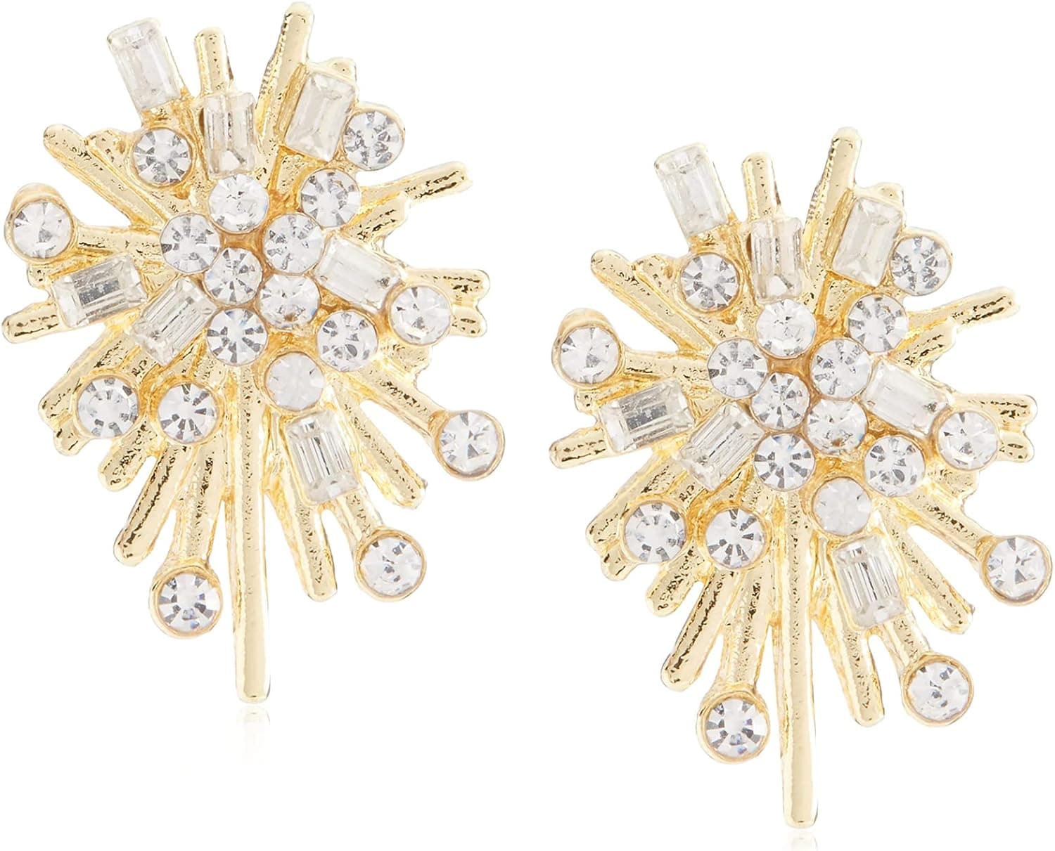 Fremskre 925 Sterling Silver Earrings Cubic Zirconia 14K Gold Plated Fireworks Stud Earrings for Women