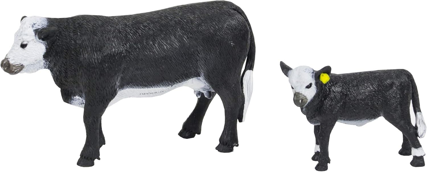 Big Country Toys Black Baldy Cow & Calf - 1:20 Scale - Hand Painted - Farm Toys - Farm Animals