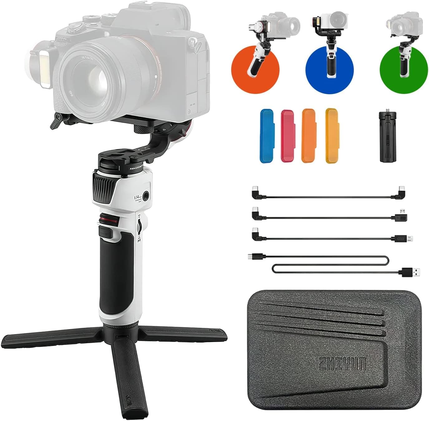 Zhiyun Crane M3 Camera Stabilizer: 3-Axis Handheld Gimbal for DSLR Mirrorless Cameras & Action Camera, Compatible with Nikon, Sony, Canon, Panasonic, Fujifilm, Lightweight Design