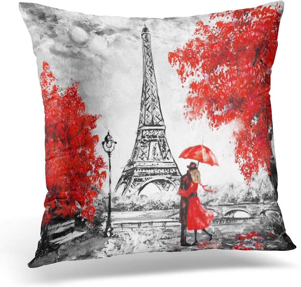 Onete Modern Art Eiffel Tower Pillow Cover Paris. European City Landscape Decorative Throw Pillows Cushion Cover for Bedroom Sofa Living Room 20 X 20 Inches