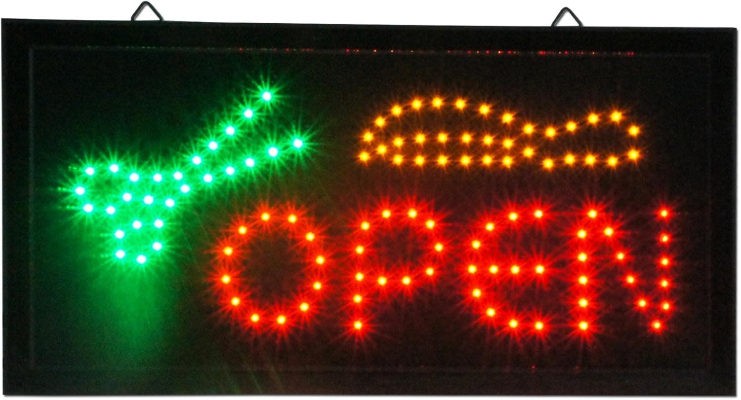 Beauty Salon LED Animated Open Scissor Sign Barber Store Neon Business Hair Shop Light On/Off Switch