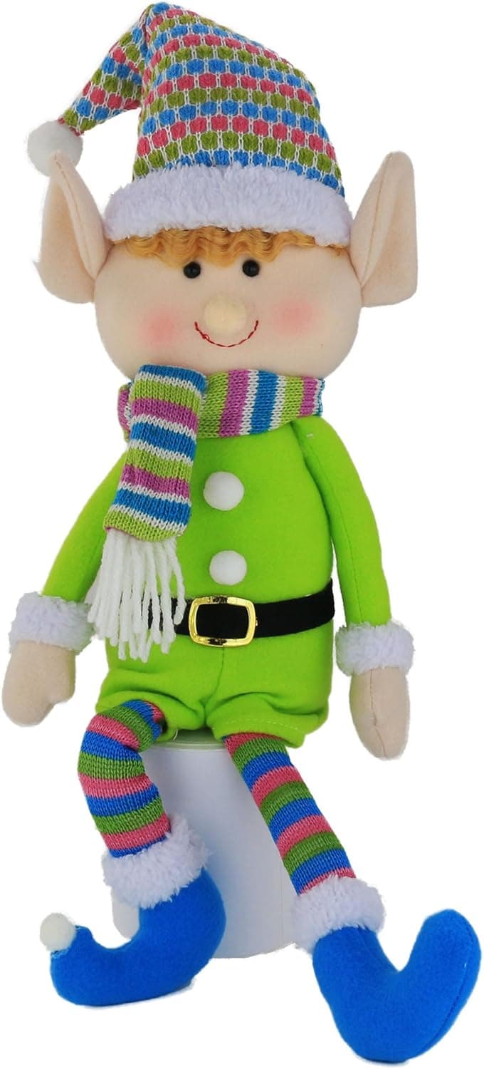 WEWILL 20'' Christmas Elf Doll Legged Plush Stuffed Elves Boy Toy Cute Soft Holiday Bendy Characters Gifts Fun Decorations on Shelf for Kids Family