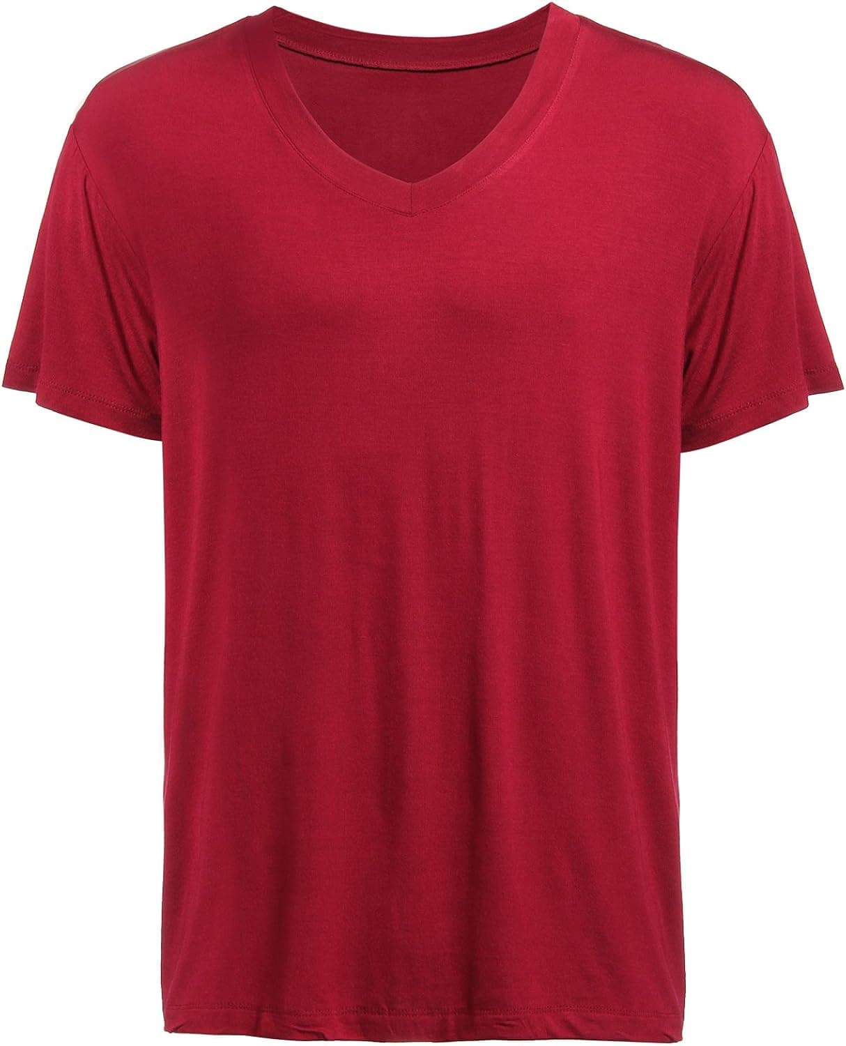 Latuza Men's V-Neck Elastic T-Shirt L Wine Red