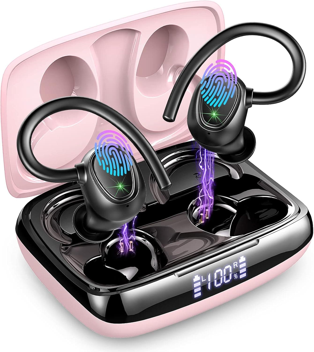 Wireless Earbud, Bluetooth 5.3 Headphones Sport Wireless Bluetooth Earphones in Ear Noise Cancelling Earbud with Mic Deep Bass, Earhooks Ear Buds IP7 Waterproof 48H Headset for Running Gym[2022 New]