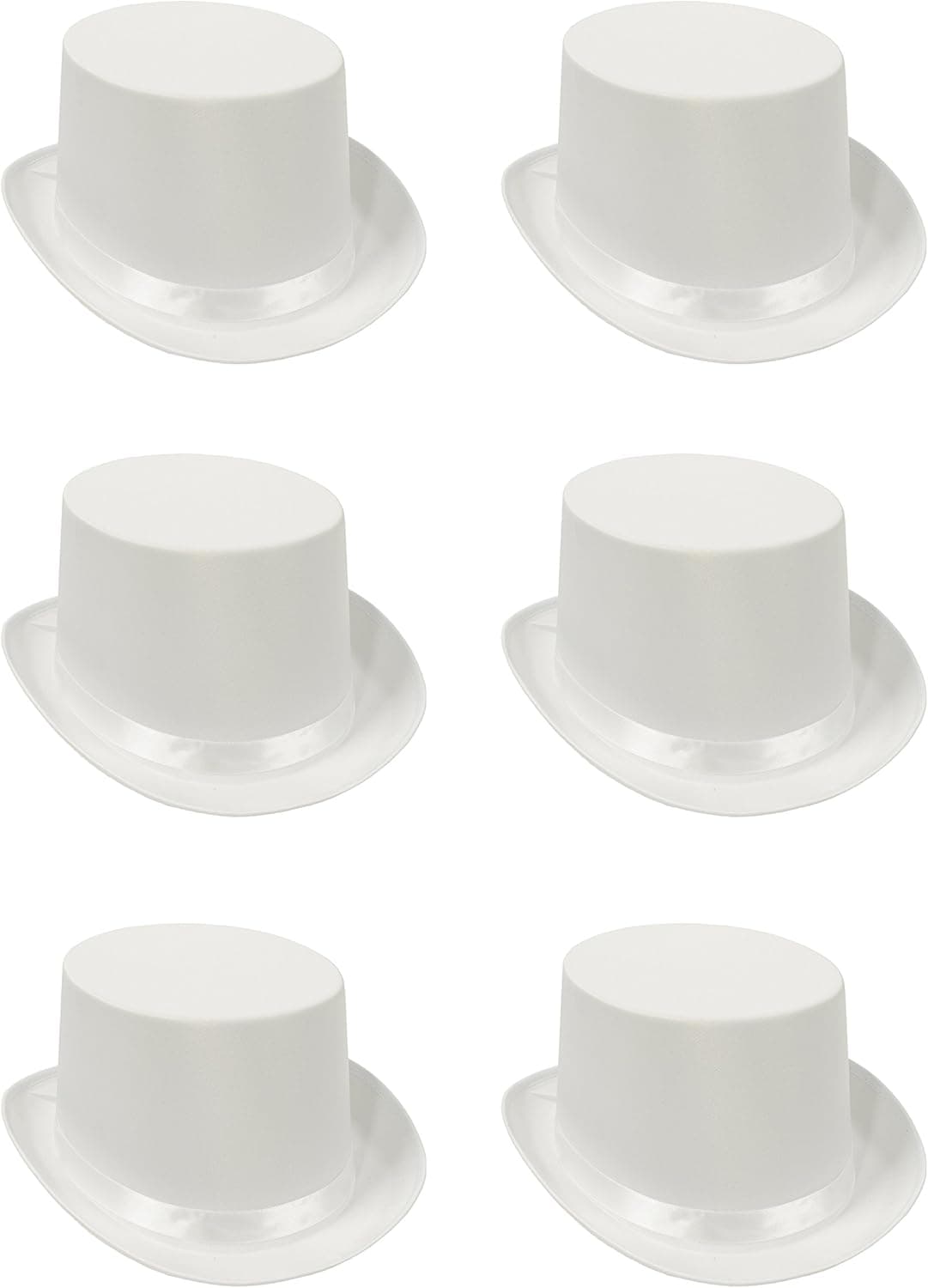 Beistle 60839-W 6-Pack Satin Sleek Top Hat, White