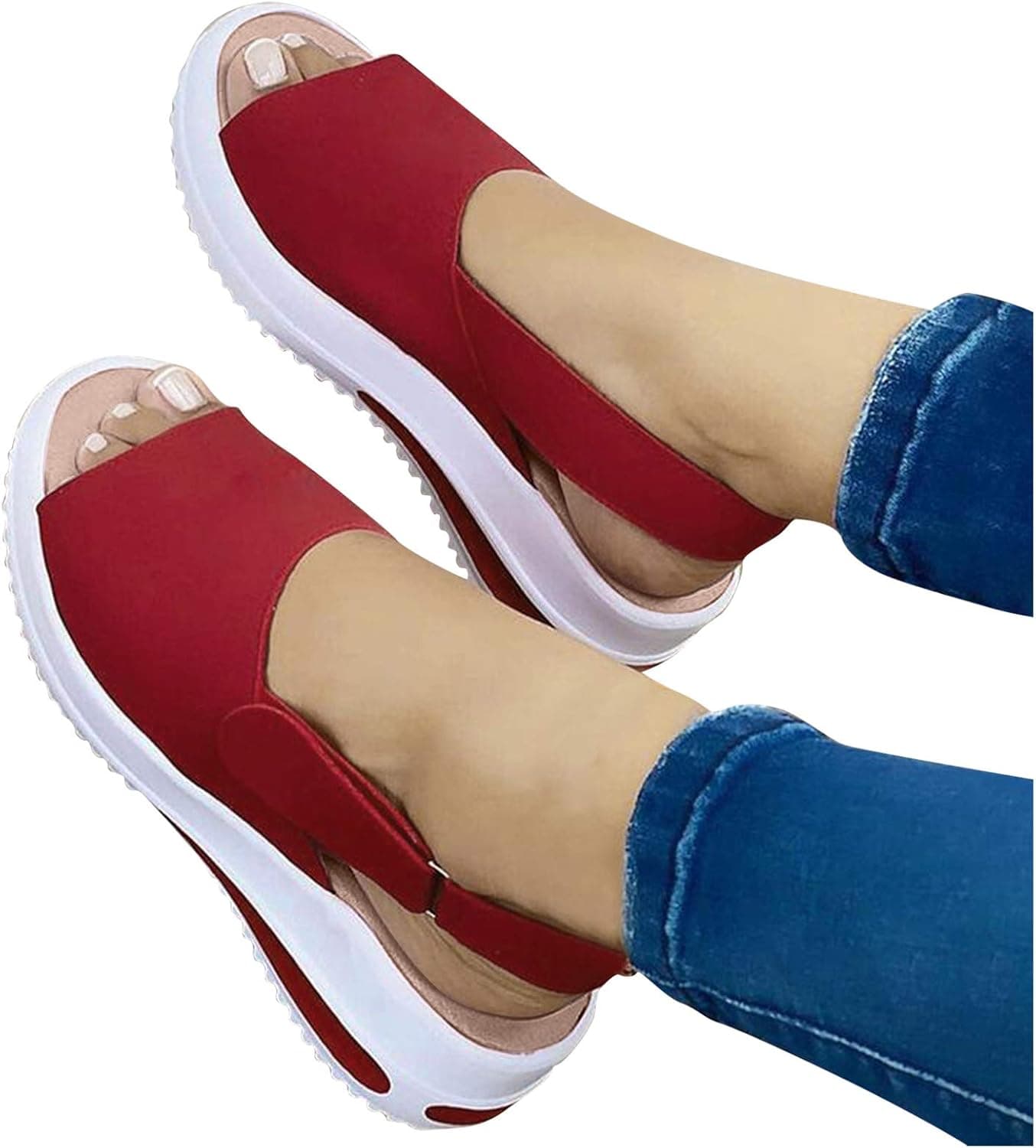 Aniywn Womens Adjustable Buckle Peep Toe Slingback Platform Wedge Sandals Casual Comfortable Beach Sandals Walking Shoes