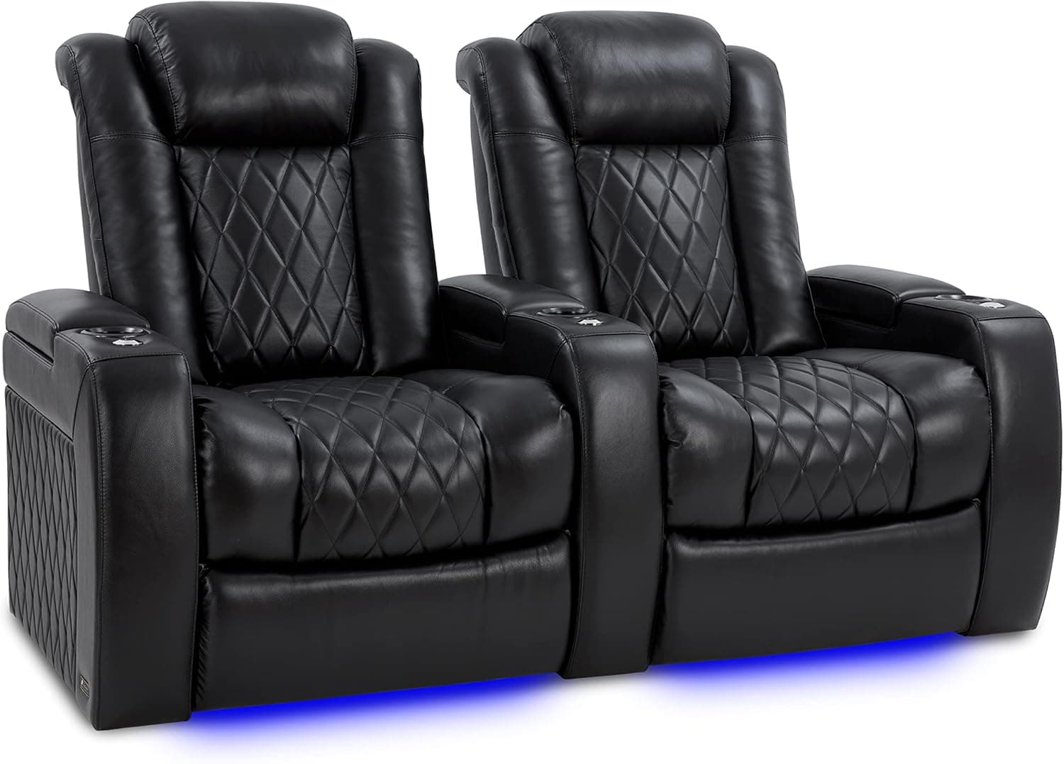 Valencia Tuscany XL Home Theater Seating | Premium Top Grain Italian Nappa 11000 Leather, Power Headrest, Power Lumbar Support, Extra Space, 400 lbs Capacity (Row of 2, Black)