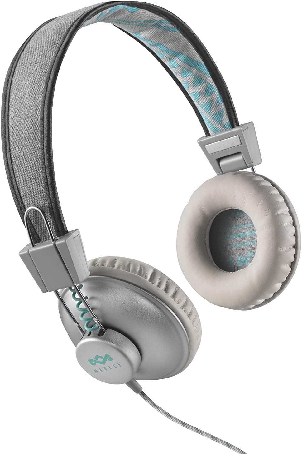 House of Marley, Positive Vibration On-Ear Headphones - Microphone with 1-Button Control, L-shaped Gold Plated Stereo Plug, Durable Tangle Free Braided Cable, EM-JH011-SM Mist