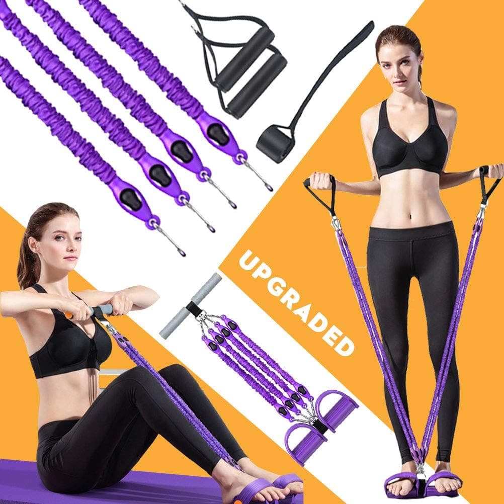 TESLANG 6in1 Thickened Workout Resistance Bands Set with Handles, Anti-Break Exercise Bands with Door Anchor Ankle Straps Foot Pedal for Resistance Training, Sit Up Equipment for Legs Arms Abdomen