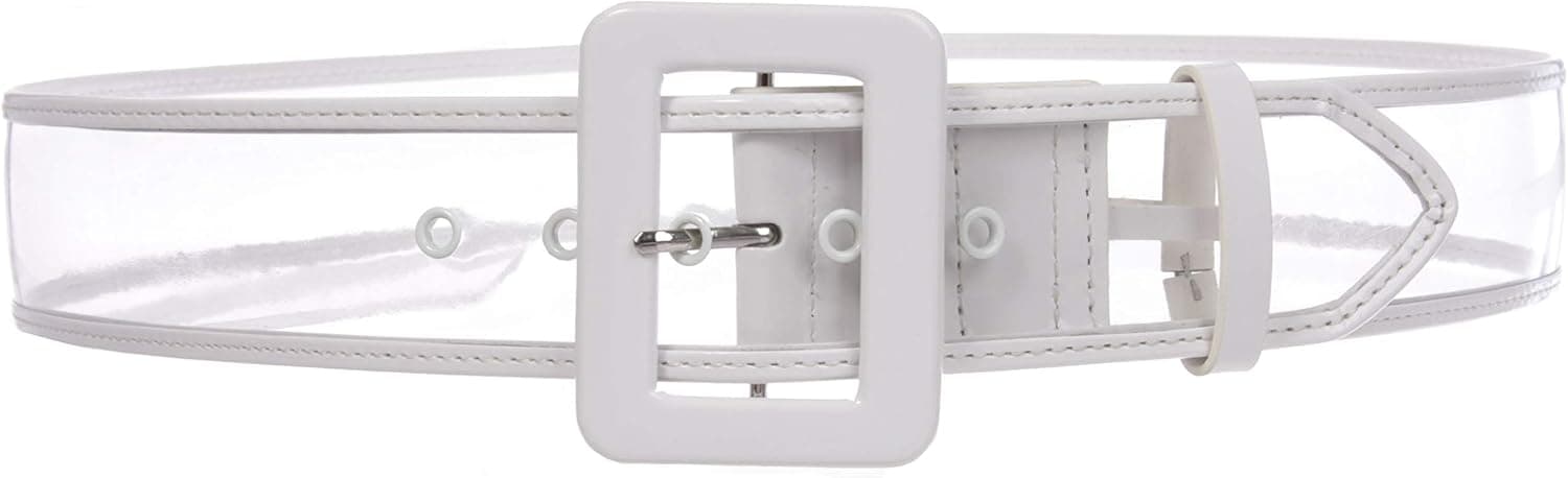 beltiscool Women's 2" Wide Color-Trimmed Patent Leather Transparent Jelly Clear Belt