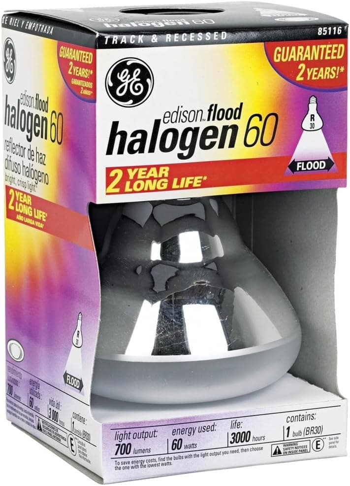 GE Lighting 85116 Indoor Floodlight R30 Halogen Bulb, 60-Watt