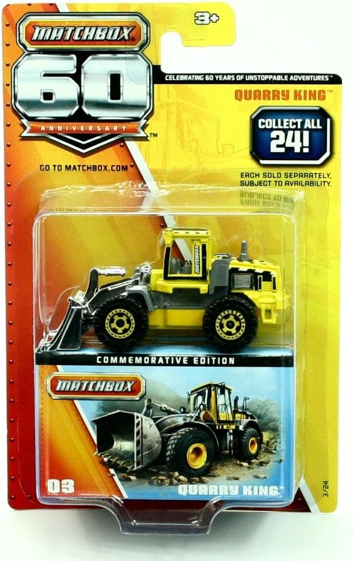 Matchbox 60th Anniversary Superfast Quarry King Tractor Construction Bulldozer Wheel Loader Yellow