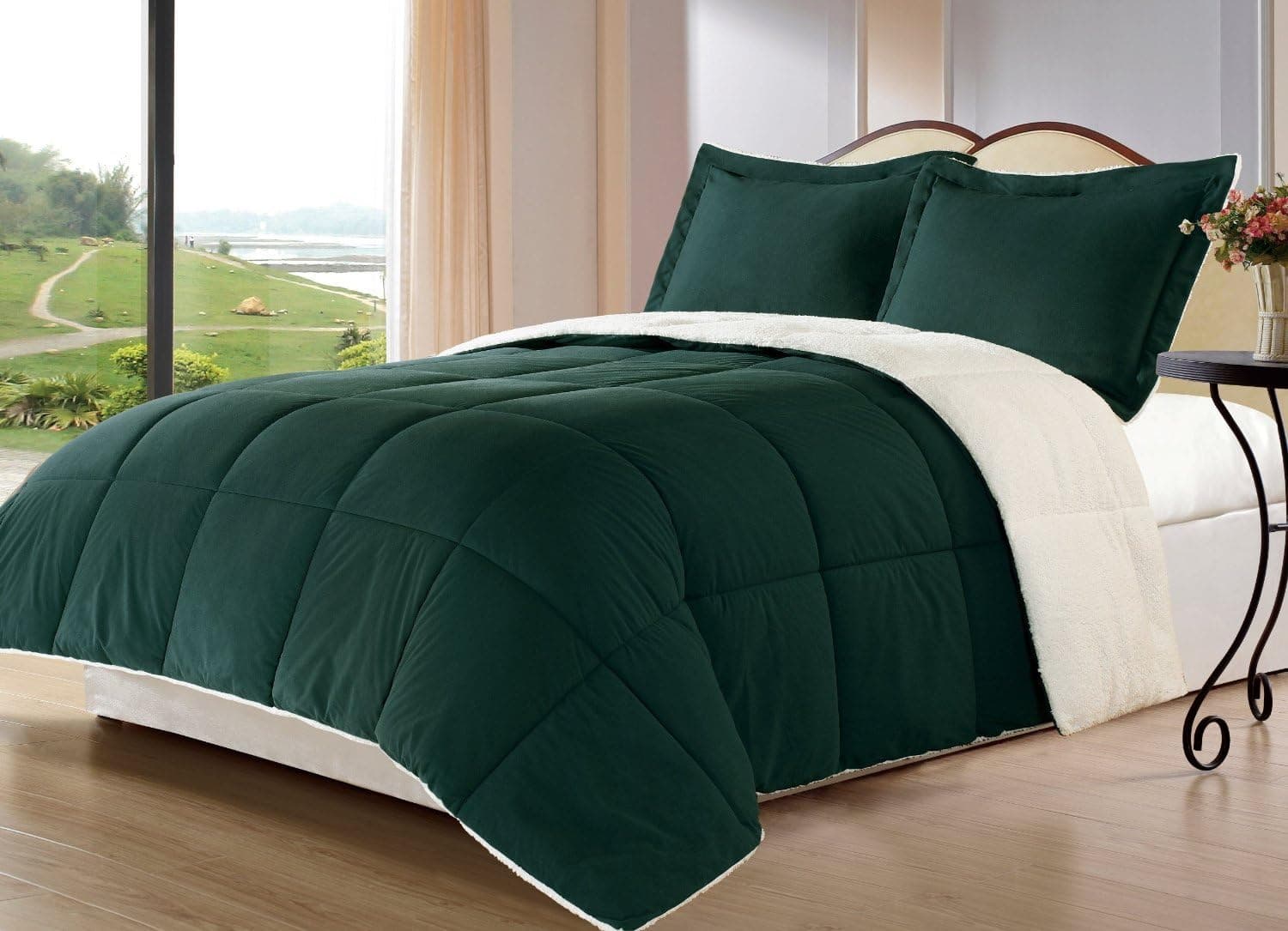 ExceptionalSheets Borrego 3-Piece Comforter Set, King, Hunter Green