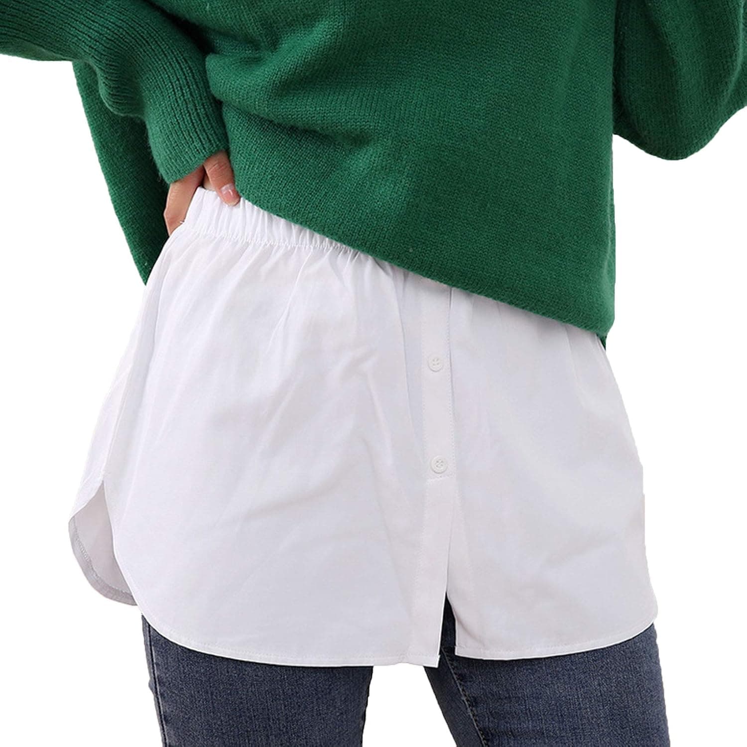 Adjustable Mini Skirt T-Shirt Extender Layering Fake Top Half Length Splitting