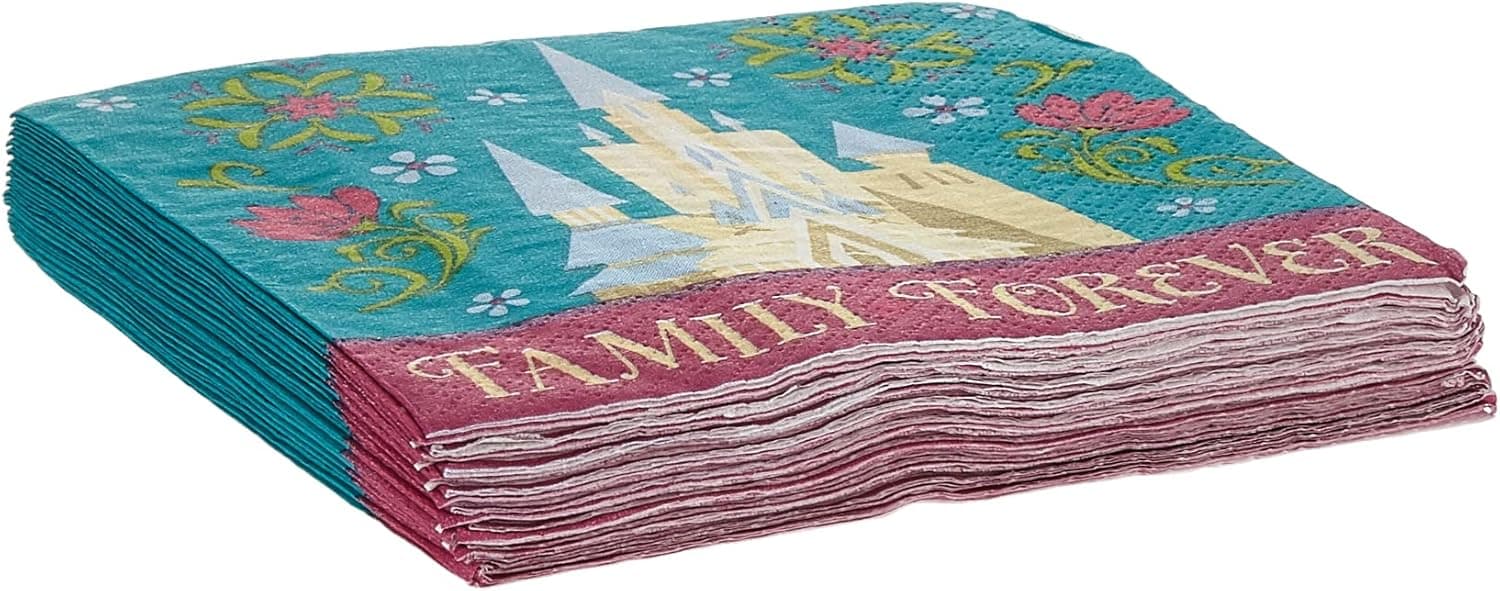 Disney Frozen Beverage Napkins Birthday Party Tableware Supply (16 Pack), Teal/Violet, 5" x 5".