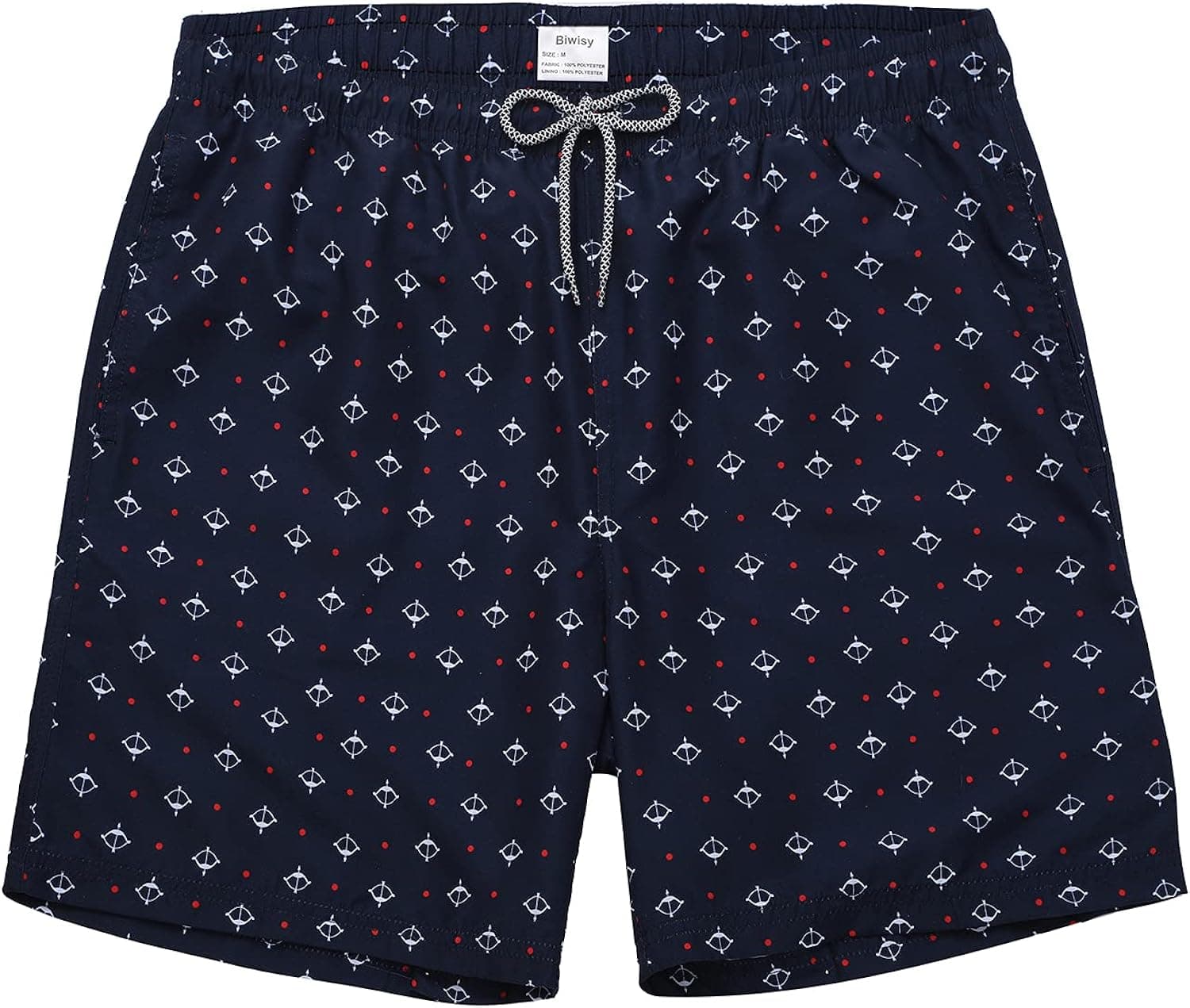 Biwisy Mens Swim Trunks Quick Dry Swim Shorts with Mesh Lining Funny Beach Shorts