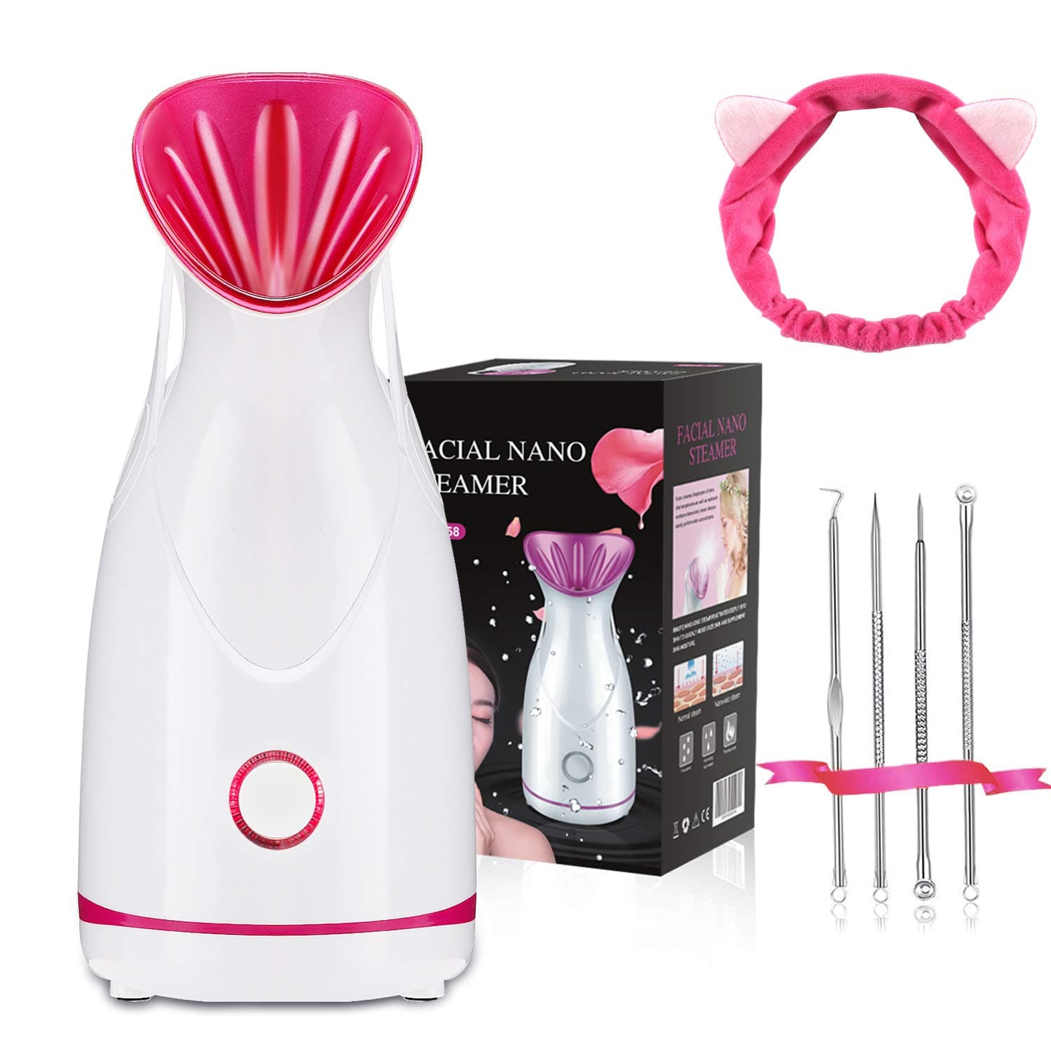 Facial Steamer-Nano Ionic Face Steamer for Home Facial, Warm Mist Humidifier Atomizer, Humidifier Moisturizing Face Spa Steamer - Purple