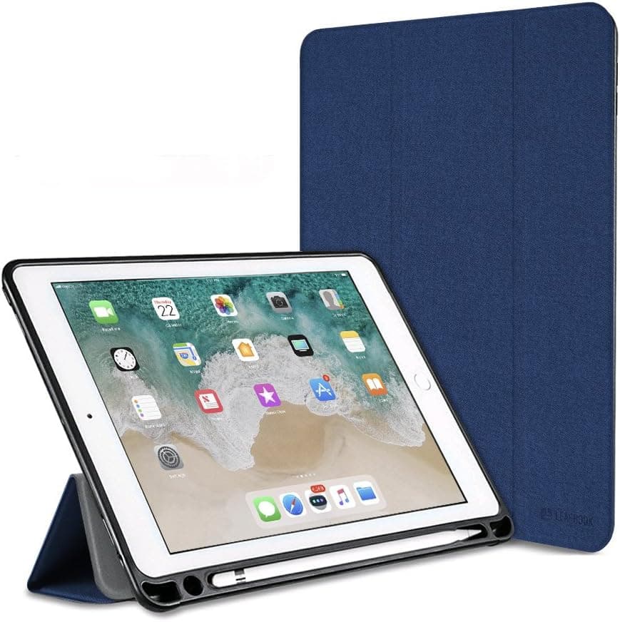 Leafbook iPad Pro 10.5 Case, Soft TPU Back with Pencil Holder Trifold Stand with Auto Sleep/Wake for Apple iPad Pro 10.5 inch 2017 Case, Navy Blue