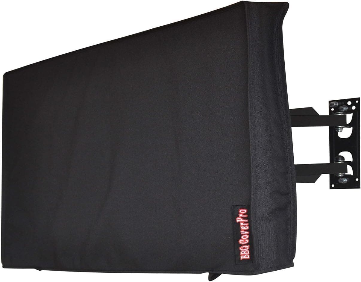 ANDARM Outdoor 46" TV Cover, Black Weatherproof Universal Protector for 50'' LCD, LED, Plasma Television Sets - Compatible with Standard Mounts and Stands. Built In Remote Controller Storage Pocket