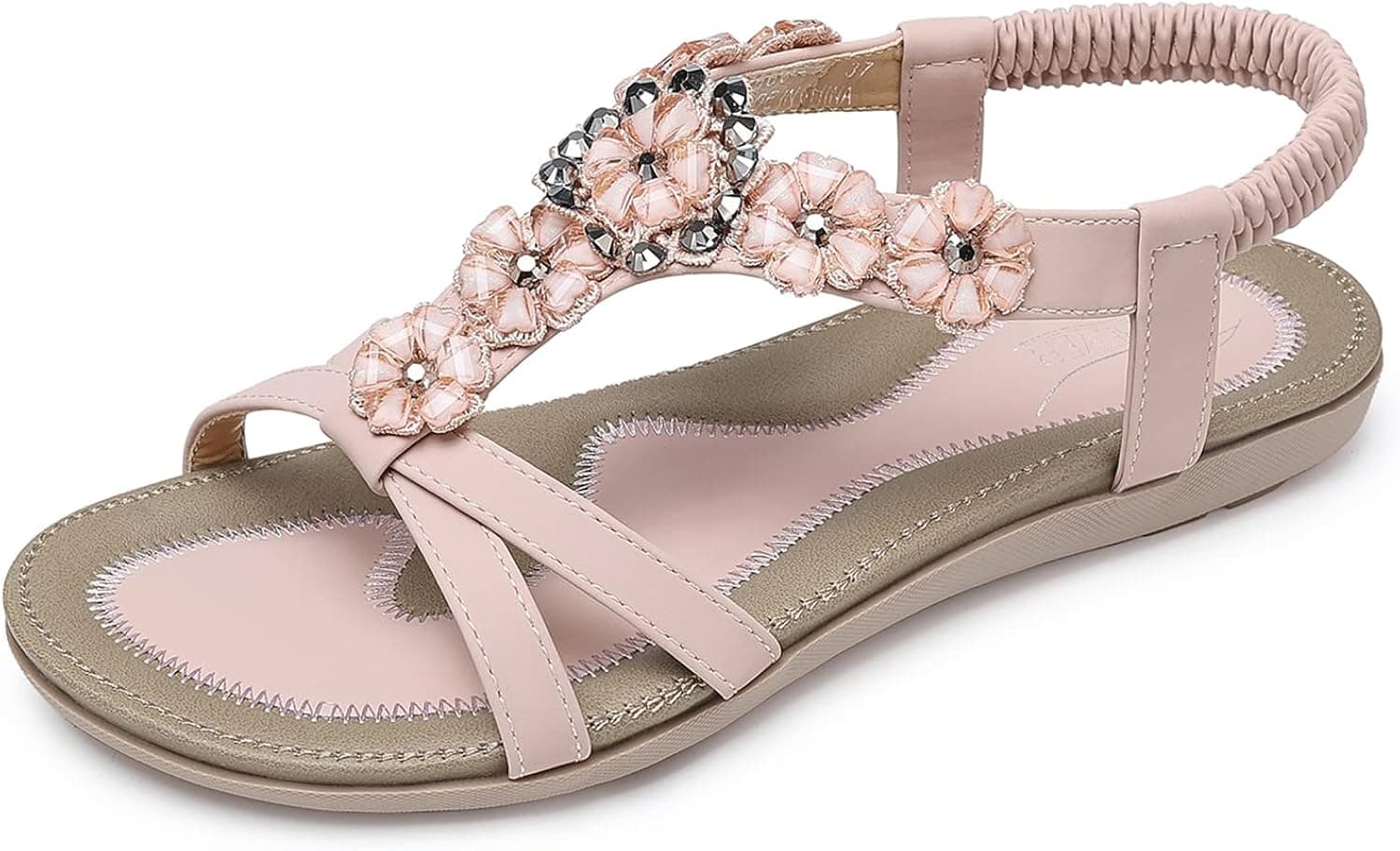 SHIBEVER Sandals Women Flats Sandals Cute Comfortable Ankle Strap Bohemian Dressy Summer Flat Shoes