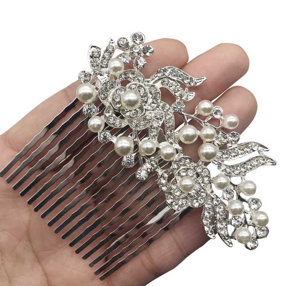 Missgrace Bridal Rhinestone Flower Hair Comb Vintage Women Headpeice Wedding Hair Accessories