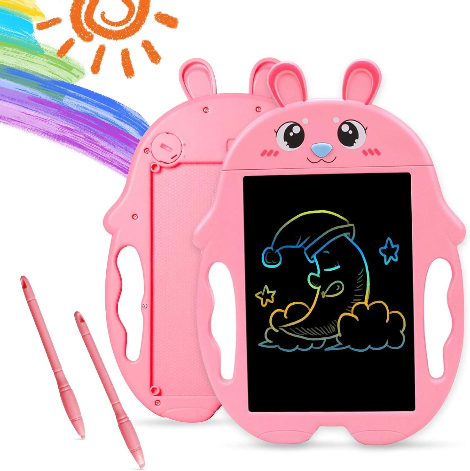 LCD Writing Tablet, Colorful Drawing Writing Pad Doodle Board Kids Toys for 3 4 5 6 7 8 9 Year Old Girls Boys (Pink, 9 Inch)