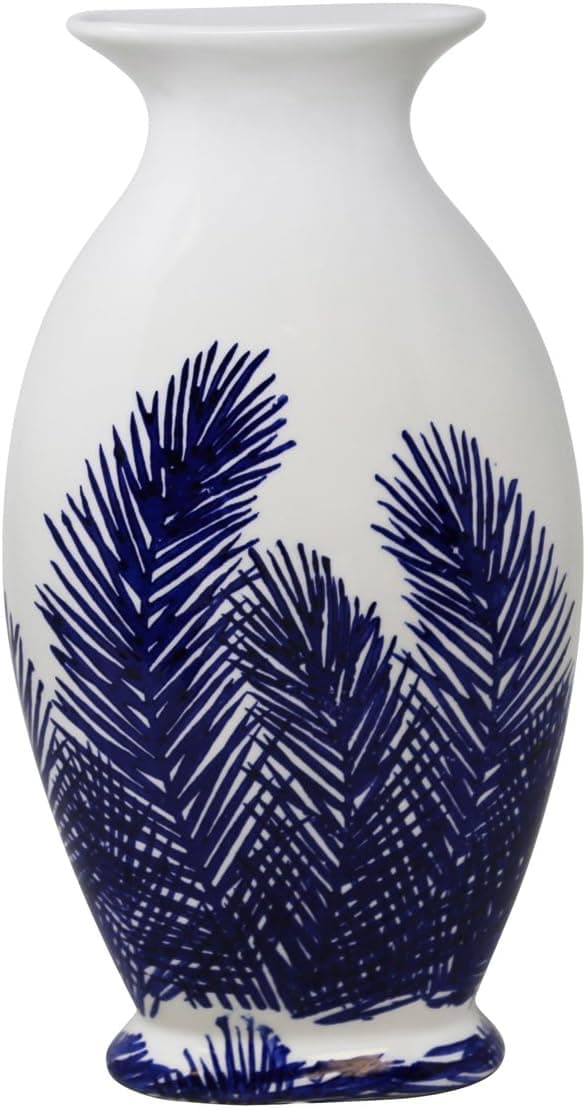 Sagebrook Home 13428-01 Ceramic Vase, 8" x 4" x 14.5", Blue/White