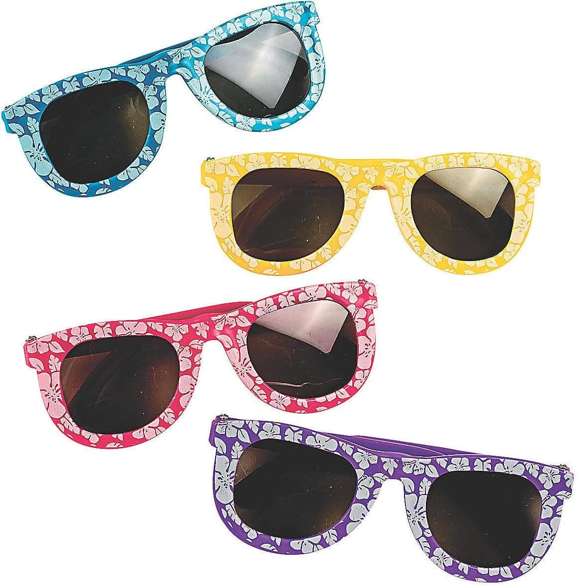 Fun Express Hibiscus Sunglasses (1 Dozen) Children's Sunglasses, Party Supplies & Favors, Pool Party Giveaways, Summer Costume Accessories