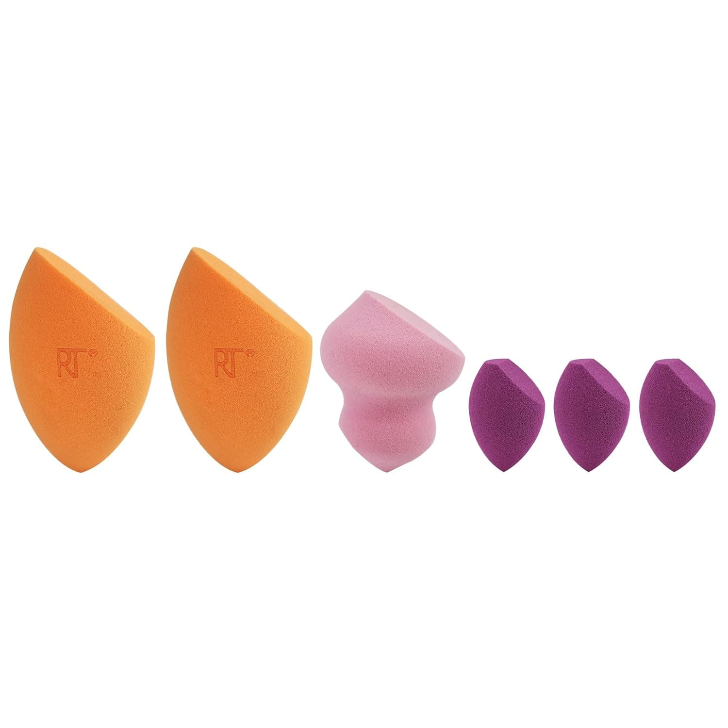 Real Techniques Miracle Complexion Assorted Beauty Sponges Makeup Blender, For Blending & Sculpting, Full Coverage, Professional Makeup Tool, Cruelty Free, Vegan, Latex Free, 6 Piece Sponge Set