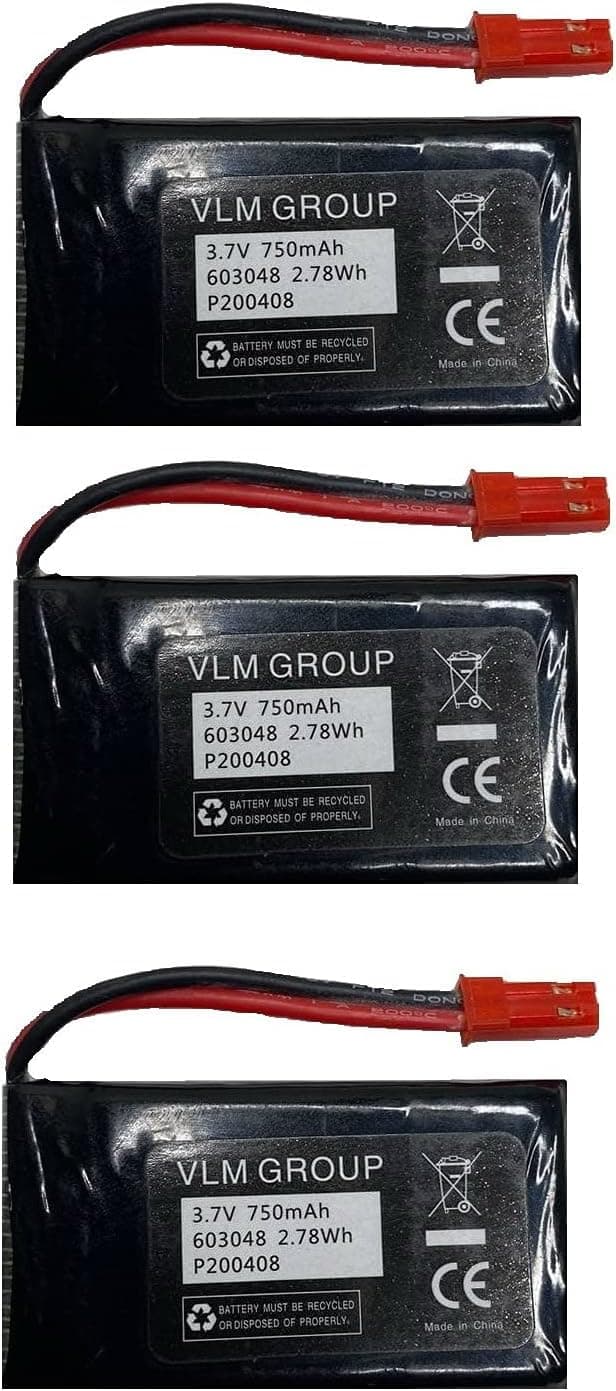 Sky Viper Drone S1700 S1750 V2400HD V2450FPV V2450GPS Scout Journey Drones Compatible Battery 3.7v 750mAh High Capasity (Set of Three)