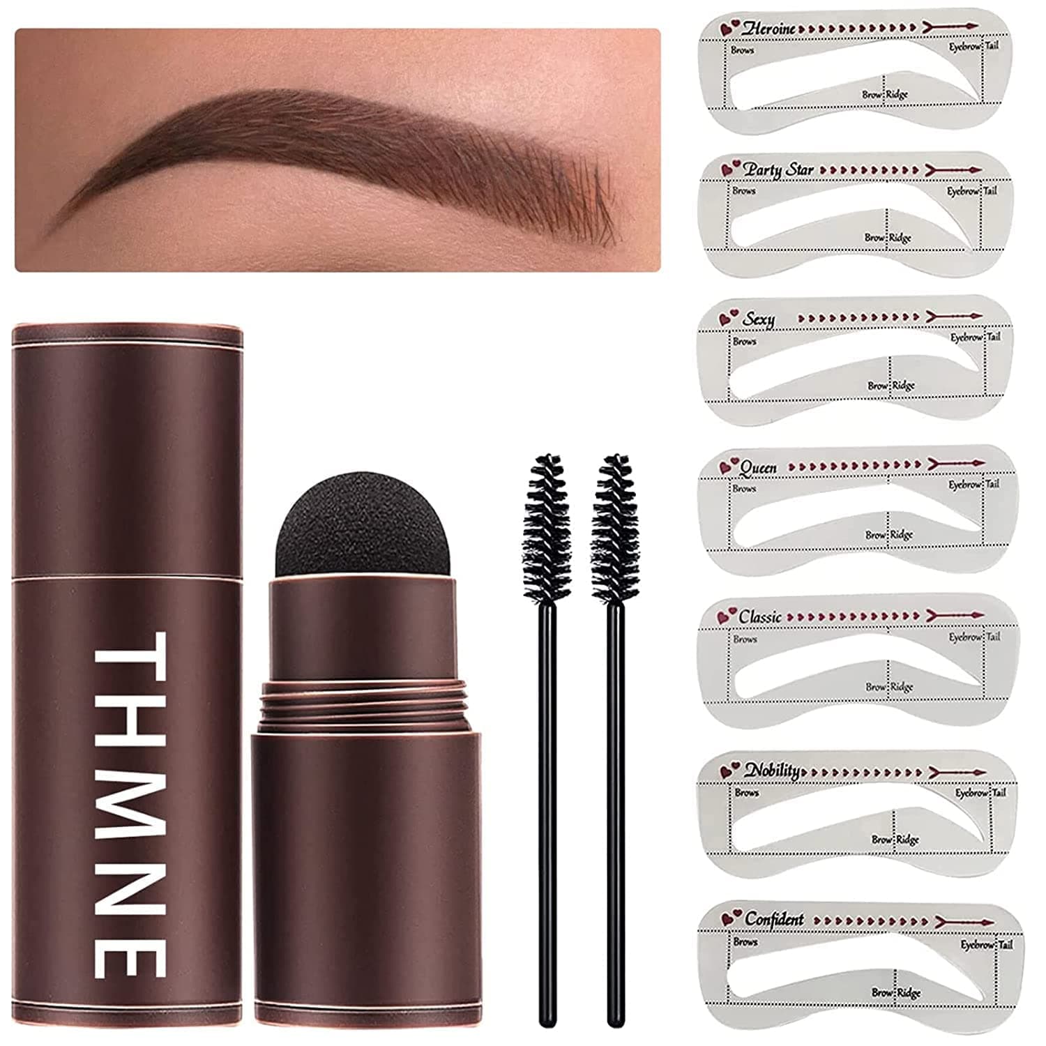 Eyebrow Stamp Stencil Kit Brow Stamp And Shaping Kit Perfect Brows Stamp Kit Waterproof (Light Brown B)